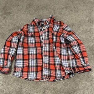 Duluth Trading Co Red and Black Plaid Kids Button Down Shirt